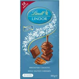 Lindt Lindor Milk Salted Caramel Chocolate Block 100g