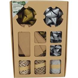 Christmas 17 Piece Wrapping Kit Gold & Silver Each