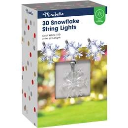 Mirabella Christmas Solar Powered 30 Snowflake String Lights 2.9m Each