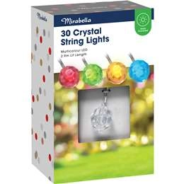 Mirabella Christmas Solar Powered 30 Crystal String Lights 2.9m Each