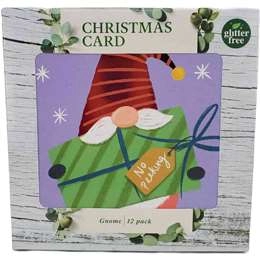 Christmas Cards Square Gnome 12 Pack