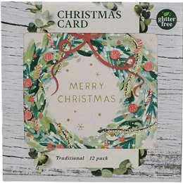 Christmas Cards Square Traditional 12 Pack