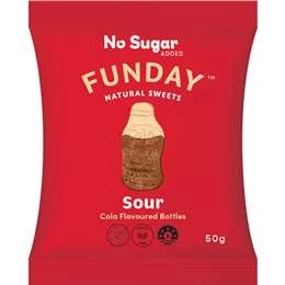 Funday Natural Sweets Sour Cola Flavoured Bottles 50g