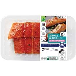 Woolworths Cook Salmon Fillets With Miso And Maple Marinade 320g