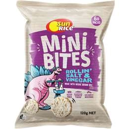 Sunrice Mini Bites Salt & Vinegar Kids Lunchbox Snacks 6 Pack