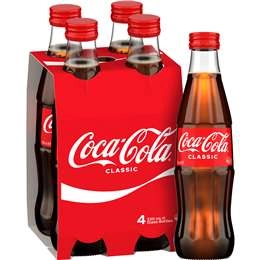 Coca-cola Classic Soft Drink Multipack Glass Bottles 4 X 330ml