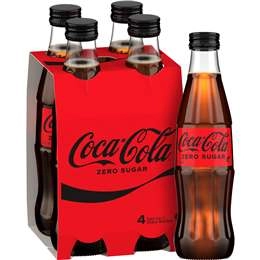 Coca-cola Zero Sugar Glass Bottle  330ml X 4 Pack