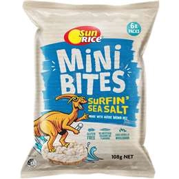 Sunrice Mini Bites Sea Salt Multipack Kids Lunchbox Snacks 6 Pack