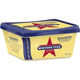 Western Star Soft 'n' Less Salt Butter Spreadable 375g