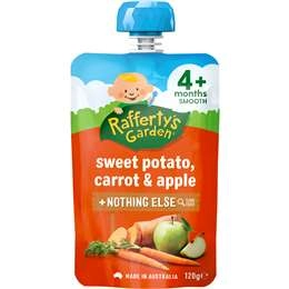 Rafferty's Garden Baby Food Pouch Sweet Potato, Carrot & Apple 4+ Months 120g