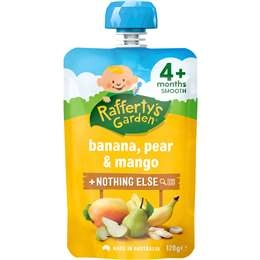 Rafferty's Garden Banana Pear & Mango Baby Food Puree Pouch 4+ Months 120g