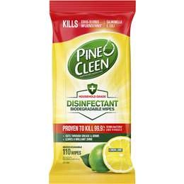 Pine O Cleen Lemon Lime Disinfectant Cleaning Wipes 110 Pack