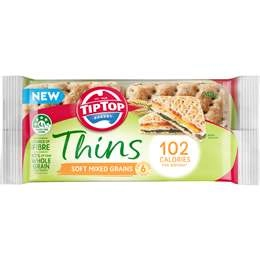 Tip Top Sandwich Thins Mixed Grain Bread Bakery 6 Pack