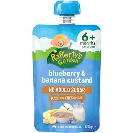 Rafferty's Garden Blueberry & Banana Custard Baby Food Pouch 6+ Months 120g