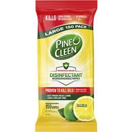 Pine O Cleen Lemon Lime Disinfectant Cleaning Wipes 150 Pack