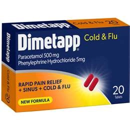 Dimetapp Cold & Flu Rapid Pain Relief Tablets 20 Pack