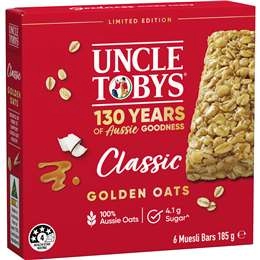 Uncle Tobys Classic Muesli Bar Golden Oats 6 Pack