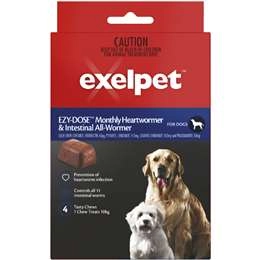 Exelpet Ezy Dose Heartwormer & Intestinal Allwormer For Dogs 4 Pack