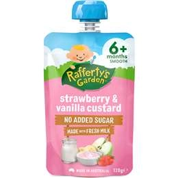 Rafferty's Garden Strawberry & Vanilla Custard Baby Food Pouch 6+ Months 120g