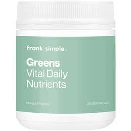 Frank Simple. Greens Vital Daily Nutrients Mango & Papaya Tub 210g