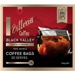 Vittoria Black Valley Coffee Bags Extra Strong 20 Pack