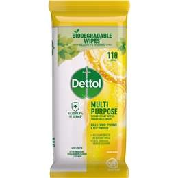 Dettol Multipurpose Disinfectant Cleaning Wipes Lemon 110 Pack