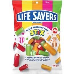 Lifesavers Mixed Sherbert Fizz Stix 200g