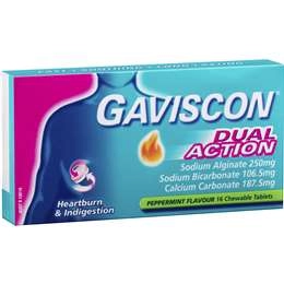 Gaviscon Dual Action Heartburn & Indigestion Chewable Tablets 16 Pack