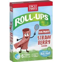 Uncle Tobys Roll-ups Strawberry Fun Prints 6 Pack