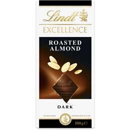 Lindt Excellence Roasted Almond Dark Chocolate Block 100g