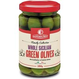 Sandhurst Olives Green Sicilian 280g