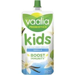 Vaalia Kids Probiotic Yoghurt Pouch Vanilla 140g