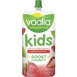 Vaalia Kids Probiotic Yoghurt Pouch Strawberry 140g