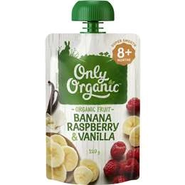 Only Organic 8 Months+ Banana Raspberry & Vanilla 120g