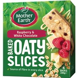 Mother Earth Golden Baked Oaty Slice Raspberry Chocolate 6 Pack 240g