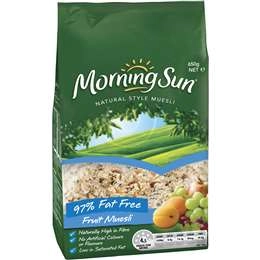 Morning Sun Naturual Style Muesli  97% Fat Free Breakfast Cereal 650g