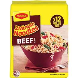 Maggi 2 Minute Beef Flavour Instant Noodles 12 Pack