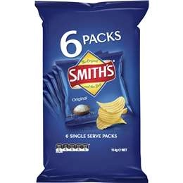 Smith's Crinkle Cut Potato Chips Multipack Original 6 Pack