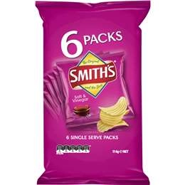 Smith's Crinkle Cut Potato Chips Multipack Salt, Vinegar 6 Pack