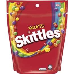 Skittles Fruits Chewy Lollies Party Share Bag 200g