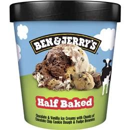 Ben & Jerry's Ice Cream Tub Half Baked 458 Ml