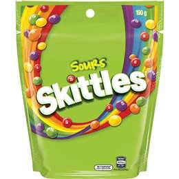 Skittles Sours Chewy Lollies Party Share Bag 190g