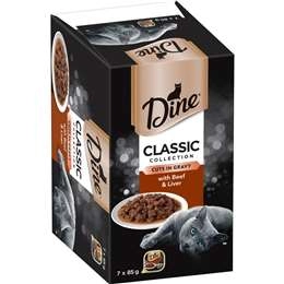 Dine Adult Wet Cat Food Cuts In Gravy With Beef & Liver Tray 85g X 7 Pack