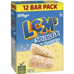 Kellogg's Lcms Split Stix Yoghurty Rice Bubbles Snack Bars 12 Pack