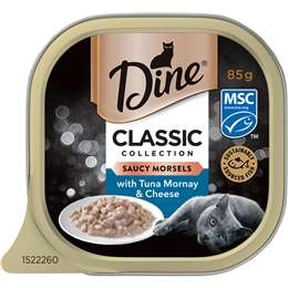 Dine Adult Wet Cat Food Saucy Morsels With Tuna & Cheese 85g