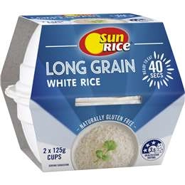 Sunrice Microwave White Long Grain Rice Cup 125g X 2 Pack