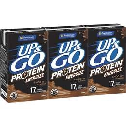 Sanitarium Up&go Protein Energize Choc 250ml X3 Pack