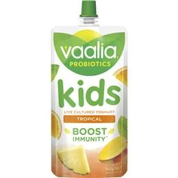 Vaalia Kids Probiotic Yoghurt Pouch Tropical 140g