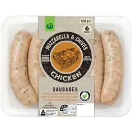 Woolworths Chicken, Mozzarella & Chives Sausages 6 Pack