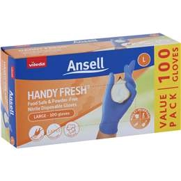 Vileda Ansell Handy Fresh Nitrile Disposable Gloves Large 100 Pack